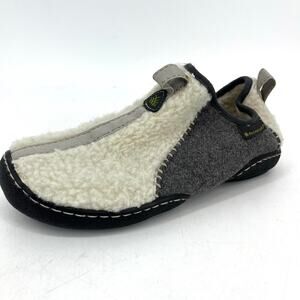 Terrasoles Women's felt and Shearling Gray Cream Slippers Rubber Soles US7